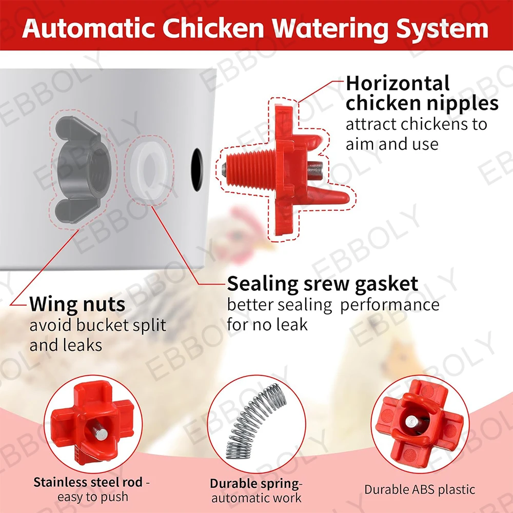Bebedouro Automático para Aves Horizontal 15 Peças para Frango e Pato - Imagem 5