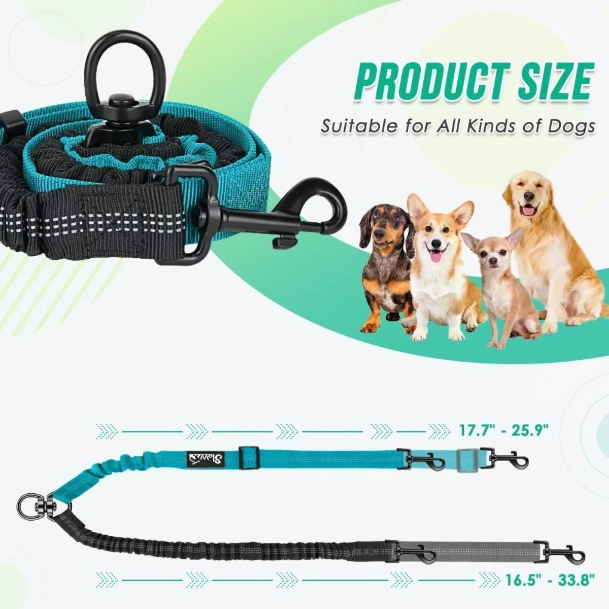 Corda Dupla para Cães com Alça Ajustável e Bungee - Imagem 6