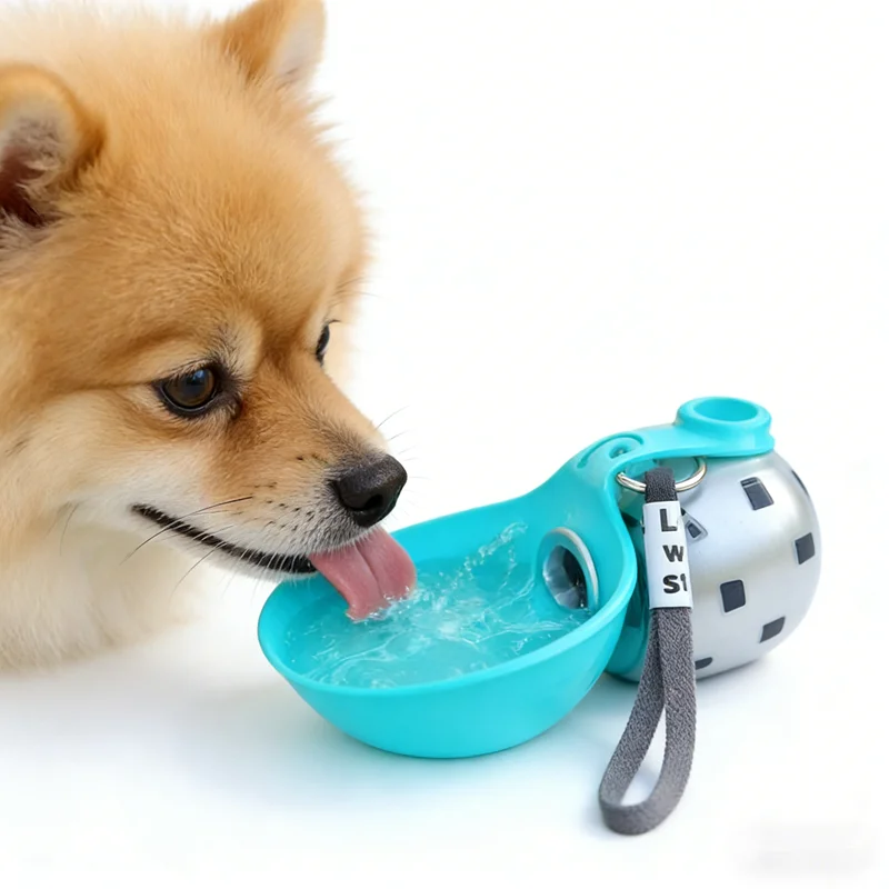 Garrafa de Água para Cães Aço Inoxidável Dobrável 285ml Portátil - Imagem 5