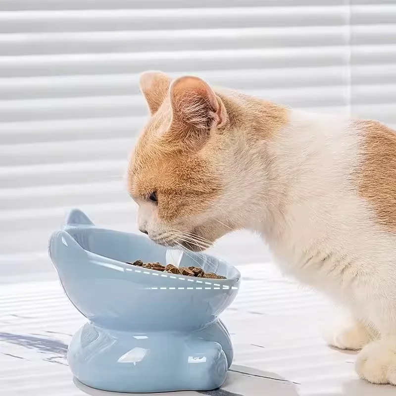 Tigela de Cerâmica para Gatos com Pés Altos e Design Diagonal - Imagem 4