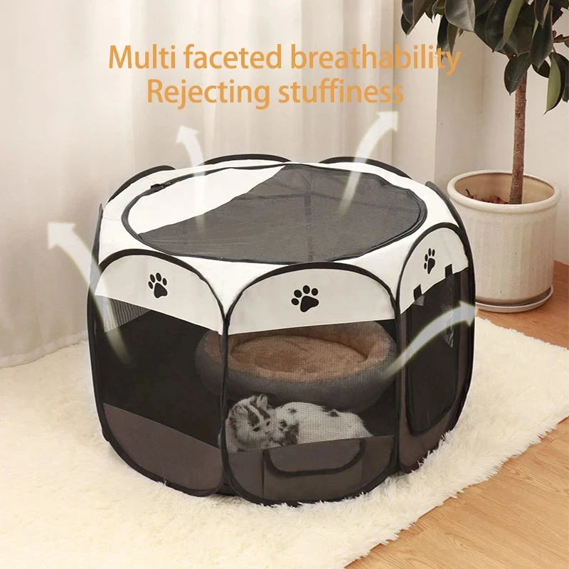 Tenda Dobrável para Pets de Pano Oxford Octogonal para Gatos e Cães Pequenos - Imagem 6