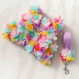 coleira peitoral floral para cães e gatos pequenos