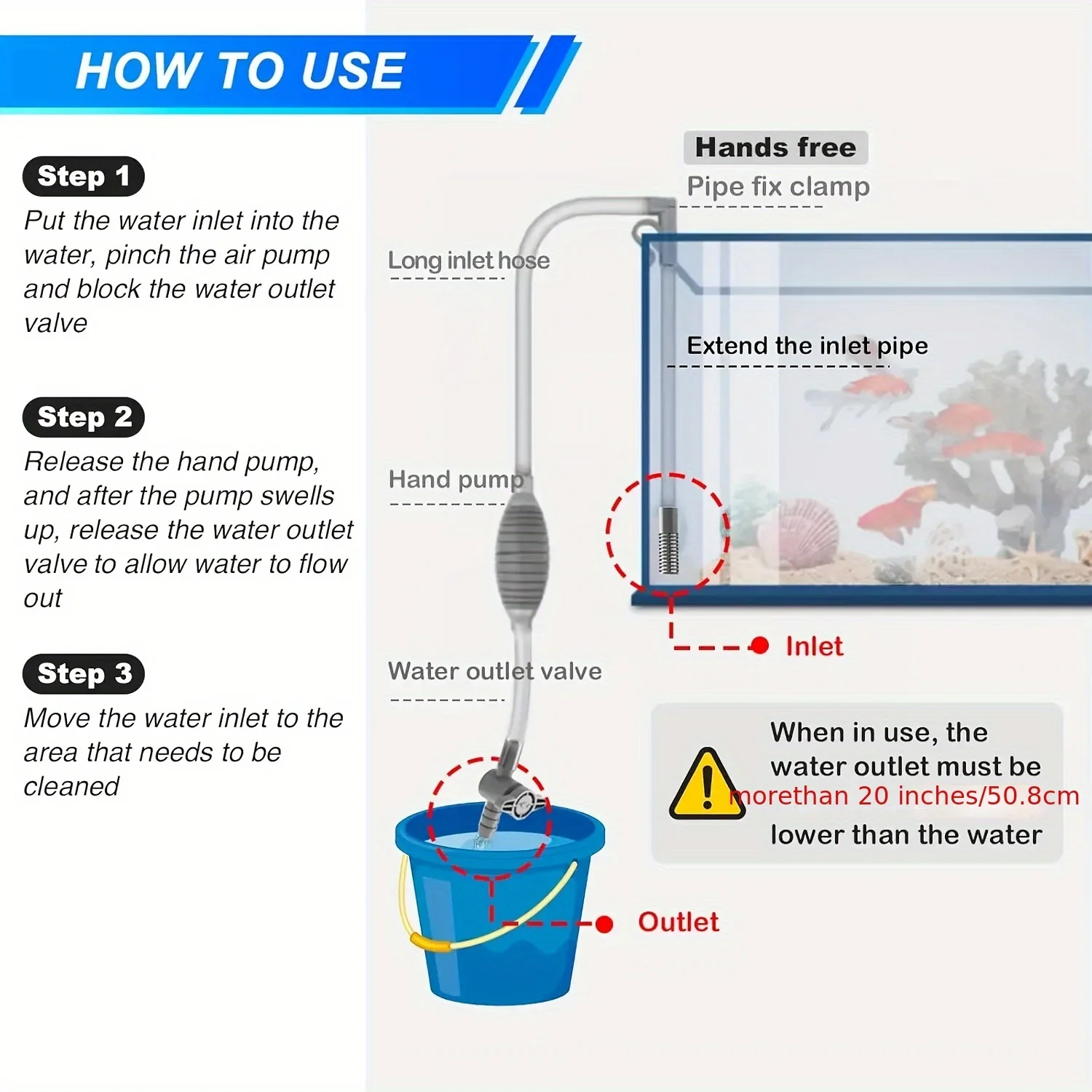 Trocador de Água para Aquário 3 em 1 com Sifão e Controle de Fluxo - Image 5