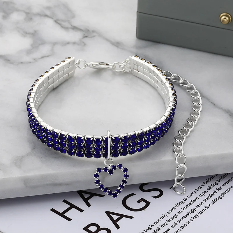 Coleira Elástica para Gatos e Cães com Strass e Corrente Ajustável - Imagem 3