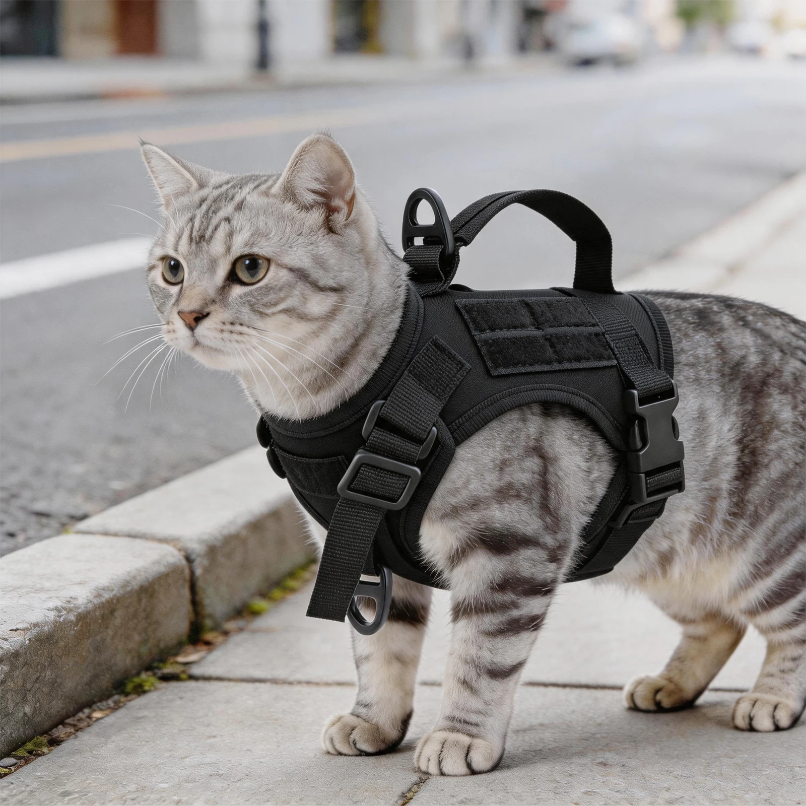 Colete Tático para Gatos e Cães Pequenos Ajustável com Alça de Malha Macia - Imagem 5
