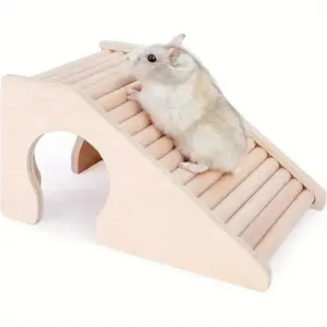 casa para hamster com escada de madeira