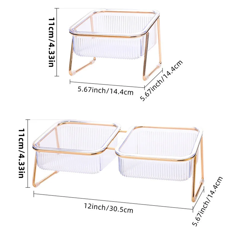 Tigela Dupla para Cães e Gatos Transparente com Suporte Elevado - Imagem 2