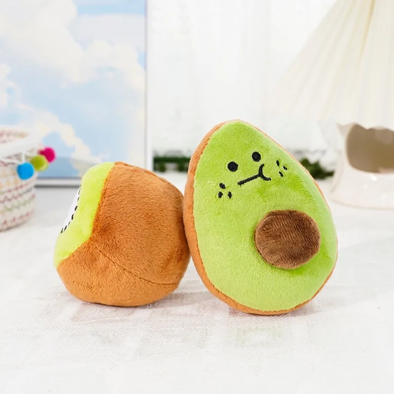 Brinquedo de Pelúcia para Cães e Gatos Abacate Kiwi com Som Resistente - Imagem 5