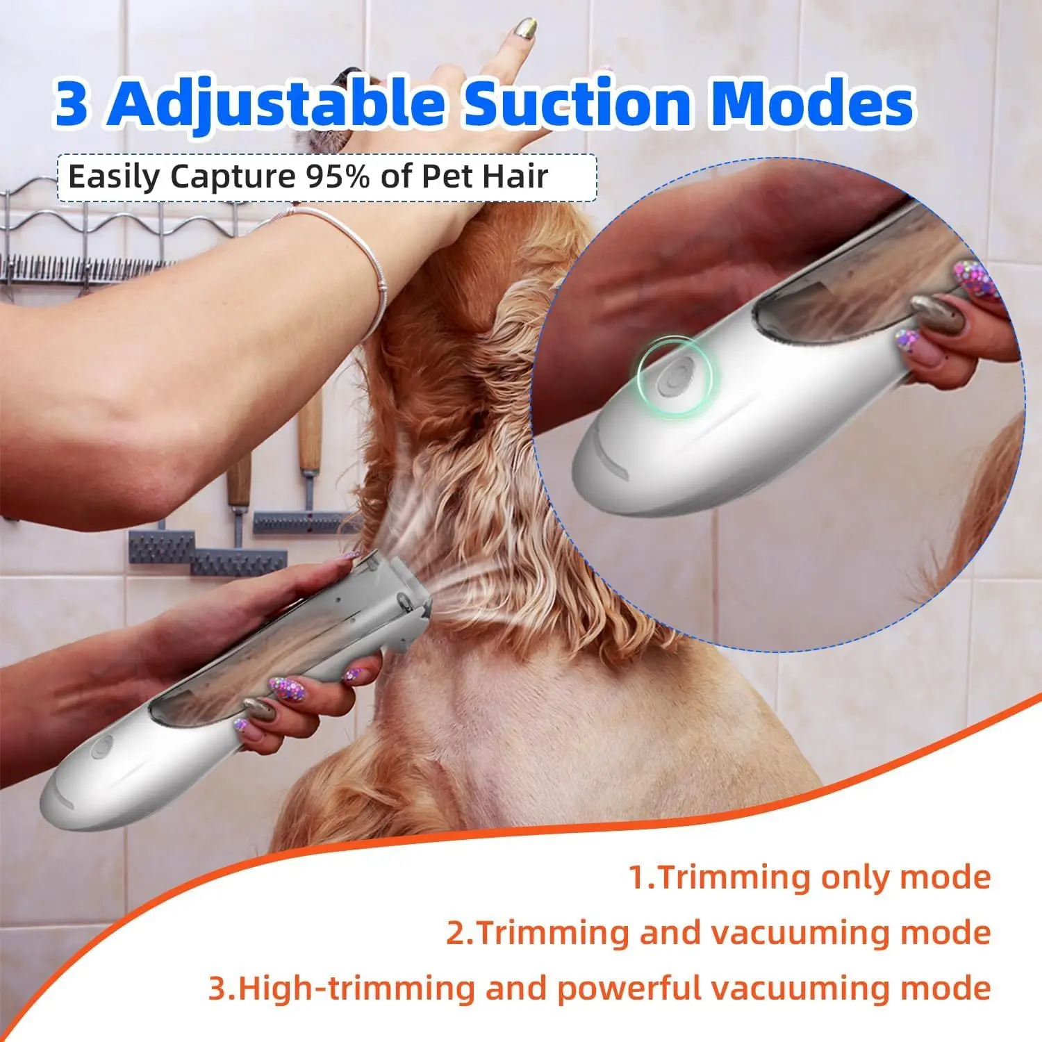 Máquina de Tosa para Pets com Função de Aspiração de Pelos - Imagem 3