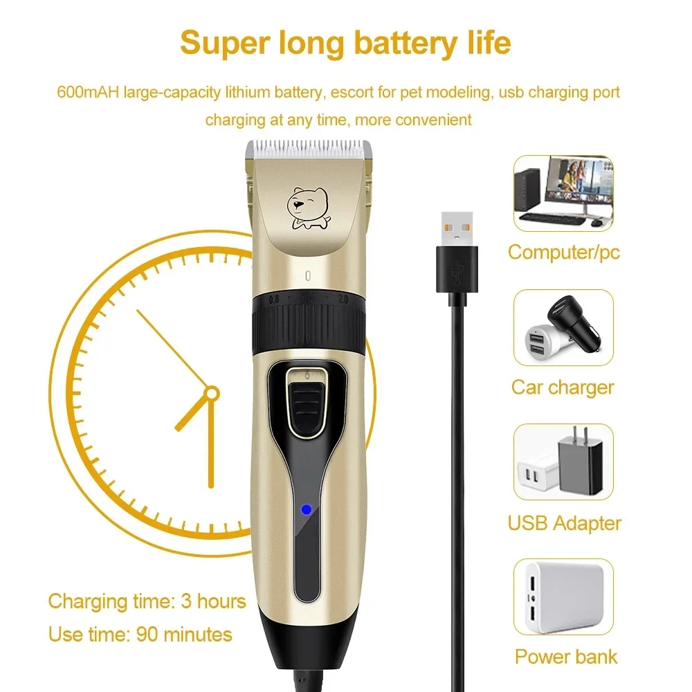 Aparador de Pelos para Cães Recarregável USB Baixo Decibel - Imagem 3