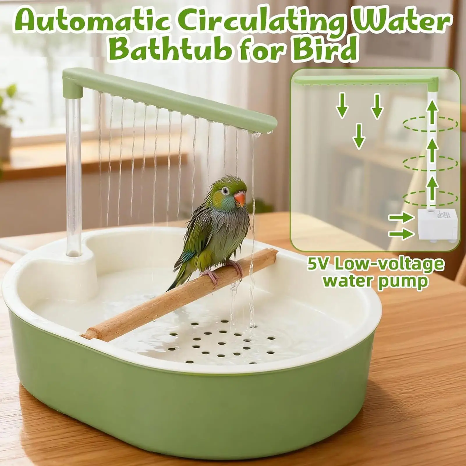 banheira automática para pássaros com chuveiro