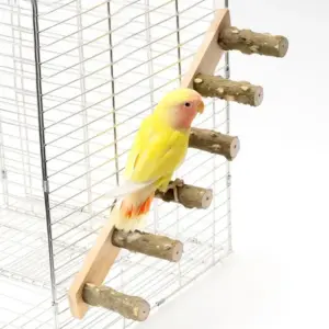 poleiro de escada para pássaros de madeira