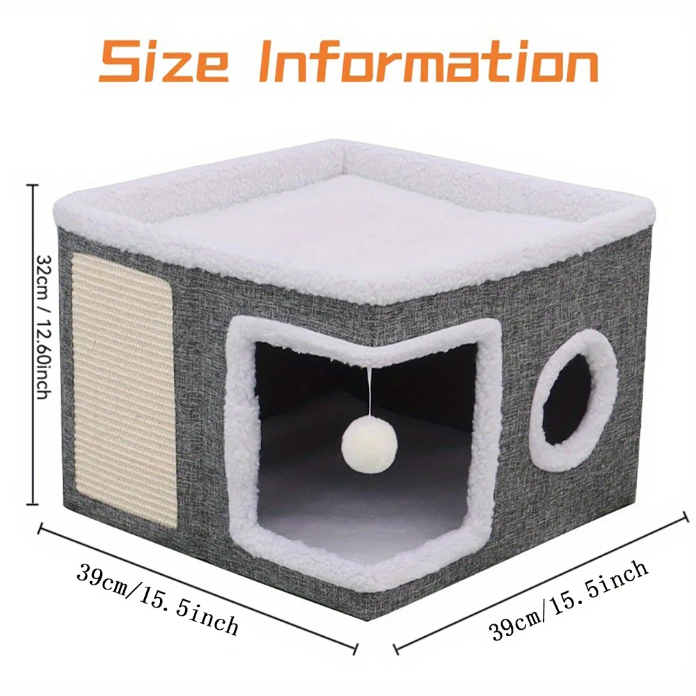 Casa para Gatos Dobrável com Arranhador e Base Antiderrapante - Imagem 6
