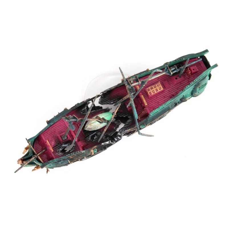 Decoração de Aquário Navio Naufrágio Plástico 24 cm para Aquário - Imagem 3