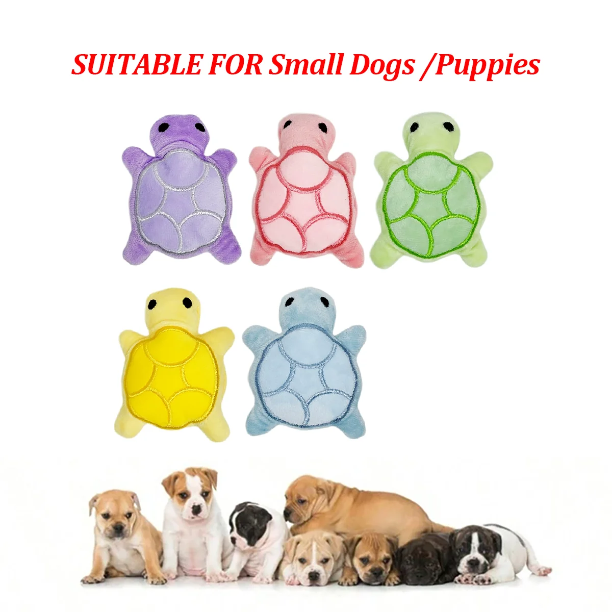 Mini Brinquedo de Pelúcia para Cães Filhotes Tartaruga 10 cm com Som - Imagem 5