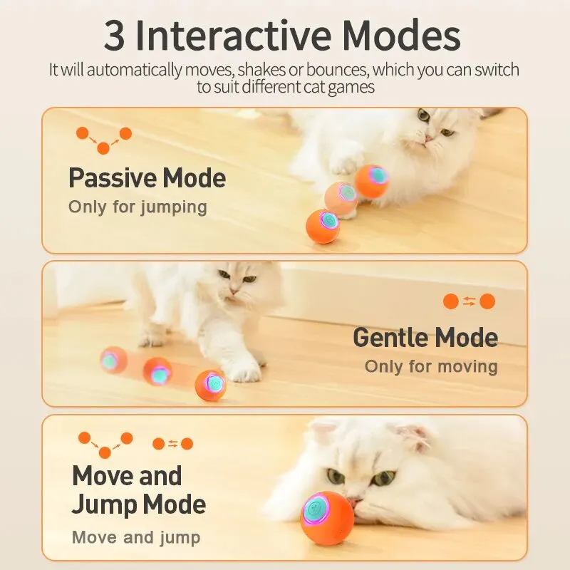 RoJECO Bola Interativa para Gatos 360° Rotativa Branca - Imagem 2