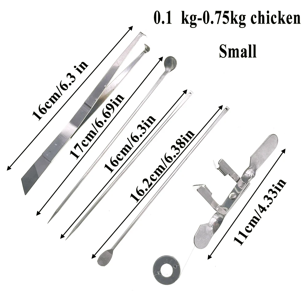 Kit Castração para Aves em Aço Inoxidável com 5 Ferramentas - Imagem 3