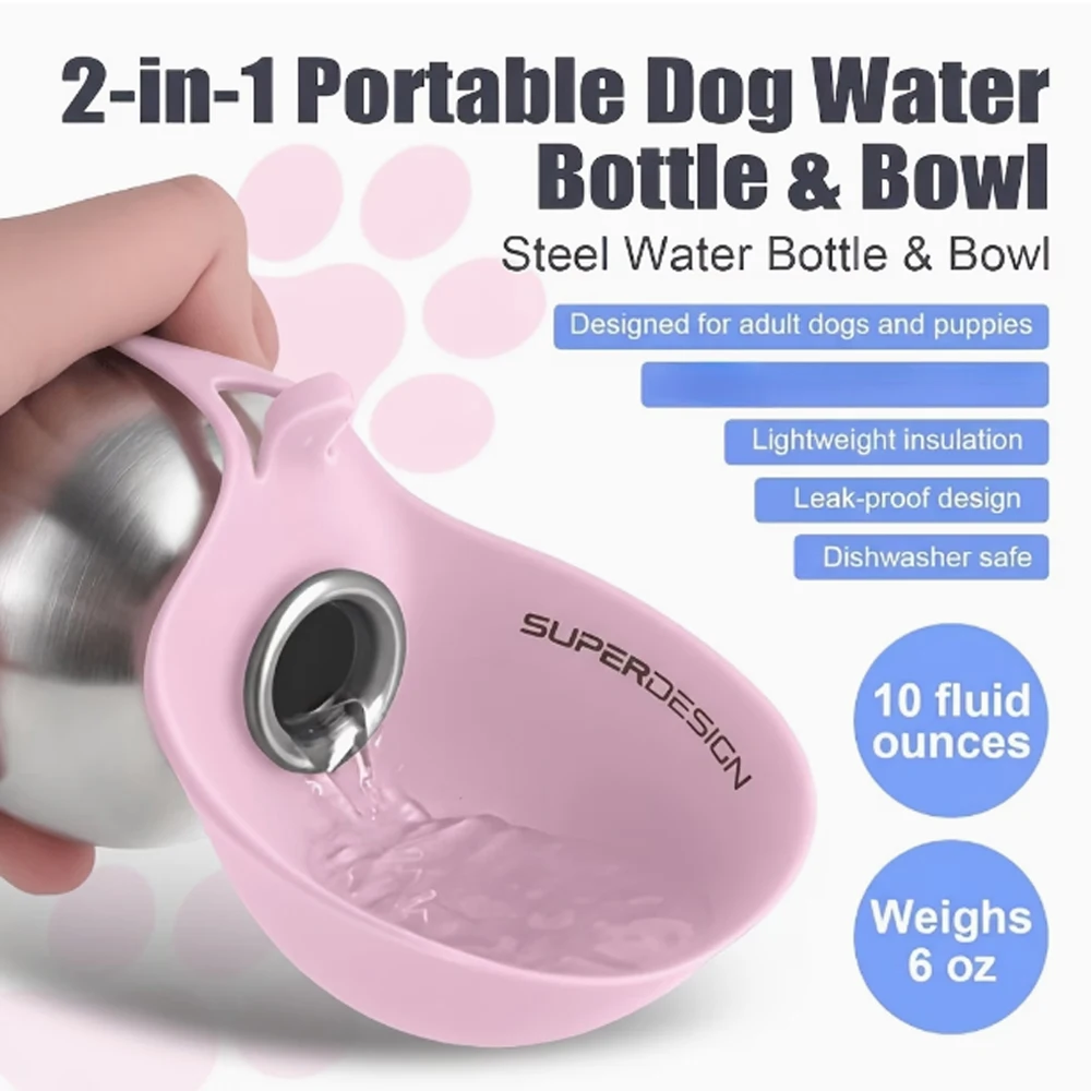 Garrafa de Água Portátil 2 em 1 para Cães 285 ml com Vedação Antivazamento - Imagem 6