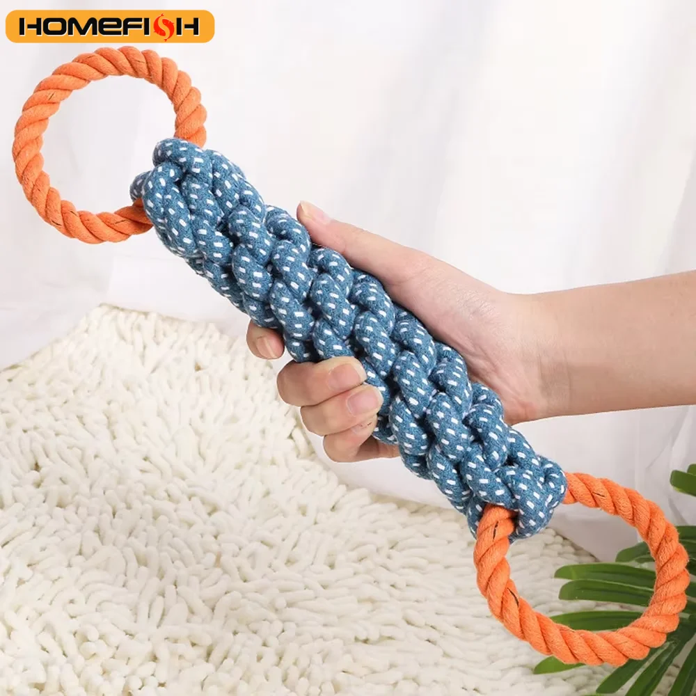 Brinquedo de Corda para Cães com Duplo Anel de Algodão para Puxar - Imagem 3