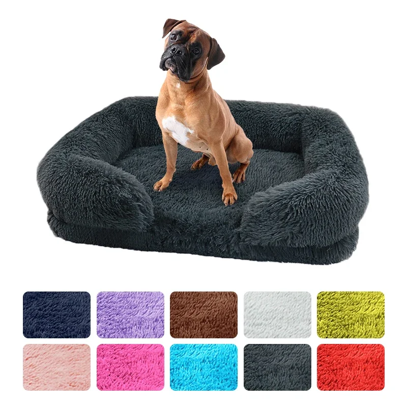 cama sofá para cães de pelúcia com almofada removível