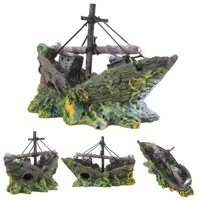 decoração navio pirata para aquário