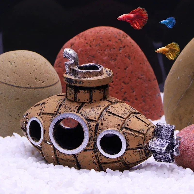 Decoração de Submarino para Aquário de Resina 12x6x9 cm - Imagem 2