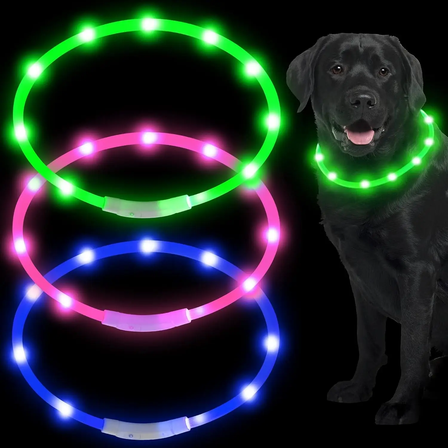 Coleira LED para Cães Recarregável USB com Faixa Iluminada - Imagem 5