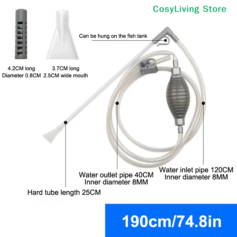 Trocador de Água para Aquário Manual com Sifão de 190 cm - Image 5
