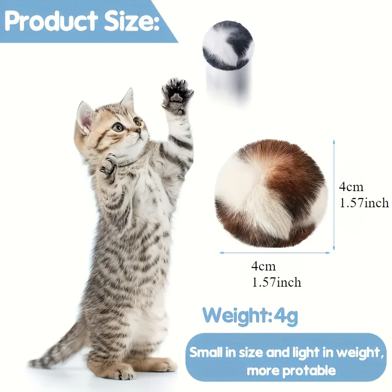 Conjunto 3 Bolas de Pelúcia para Gatos e Cães Estampa Leopardo Interativo - Imagem 4