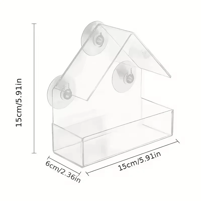 Comedouro para Pássaros de Janela Transparente com 3 Ventosas - Imagem 2
