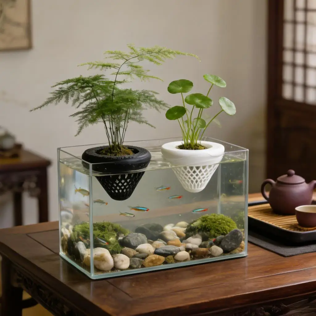 Suporte Flutuante para Plantas de Aquário com Cesto de Malha - Imagem 6