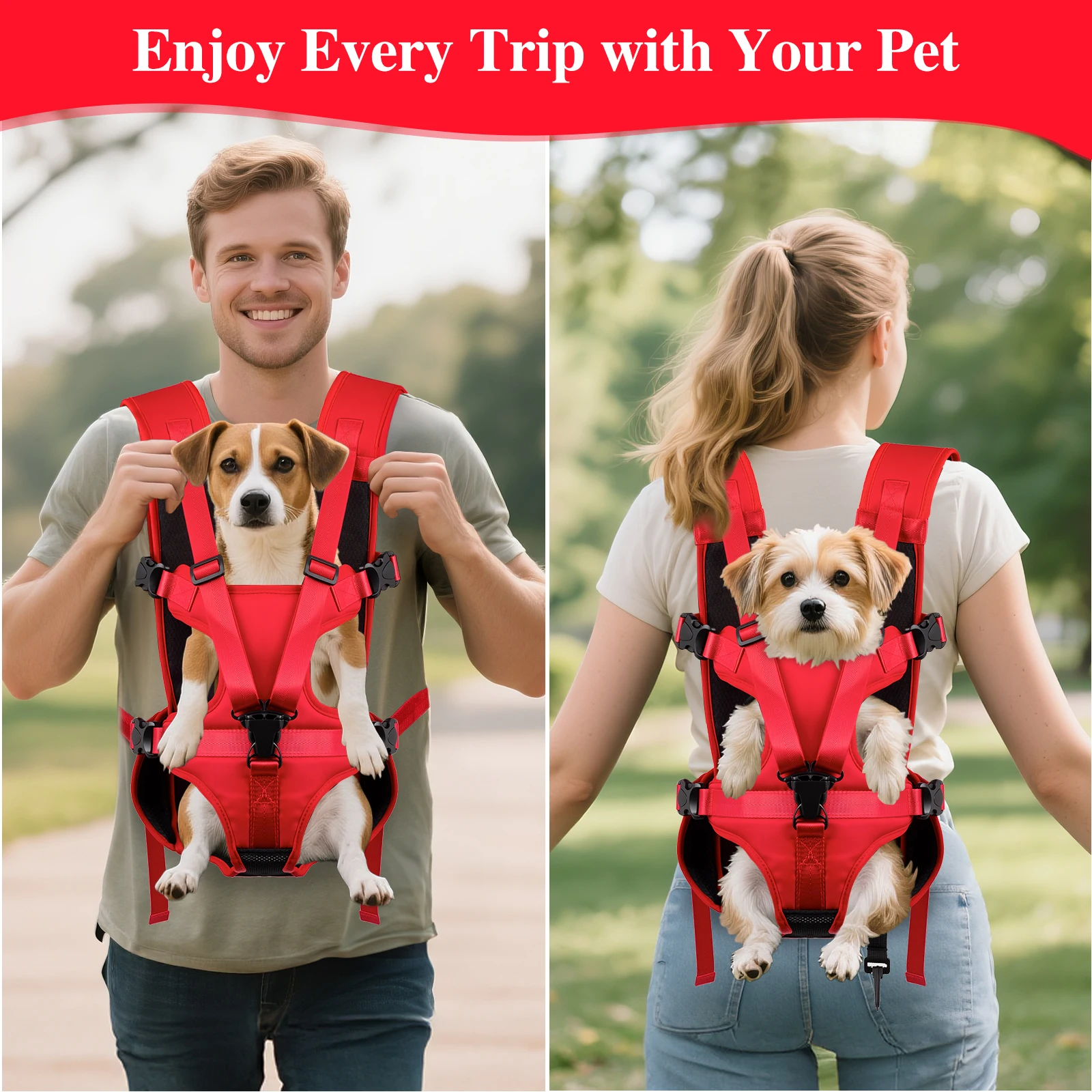 Mochila Transportadora Frontal para Cães Pequenos Ajustável - Imagem 2