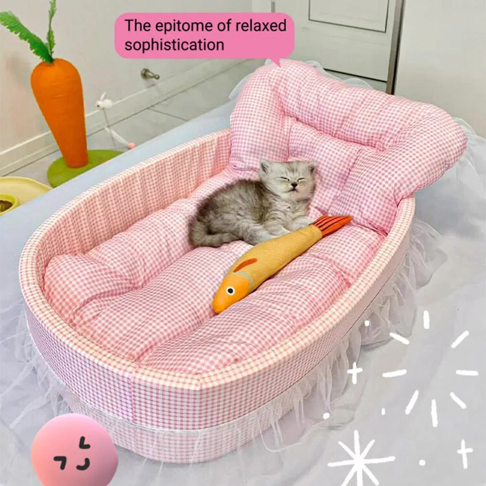 Cama Sofá Princesa para Cães e Gatos Pequenos de Pelúcia Lavável - Imagem 4