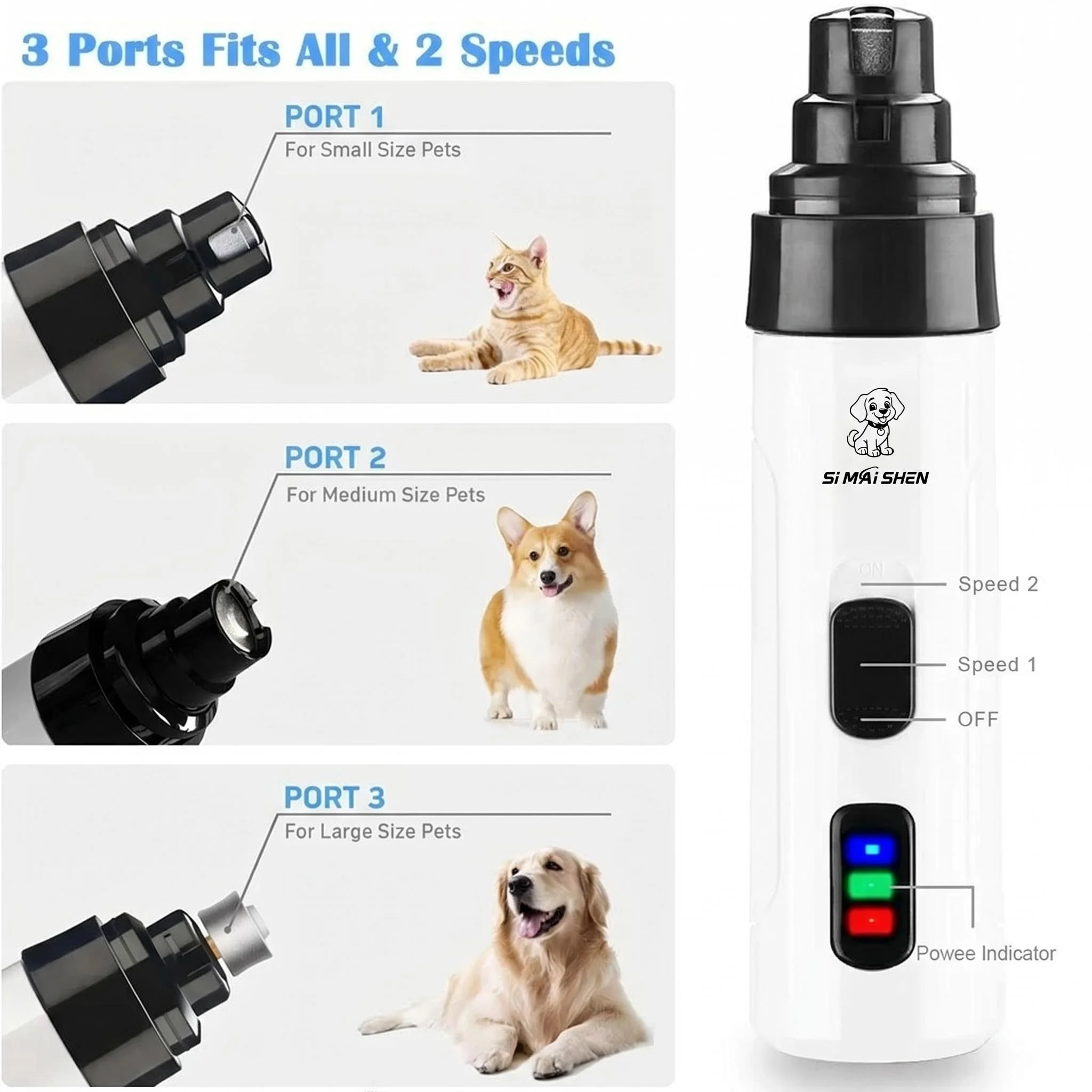 Lixadeira de Unha para Cães e Gatos Recarregável USB Silenciosa - Imagem 4