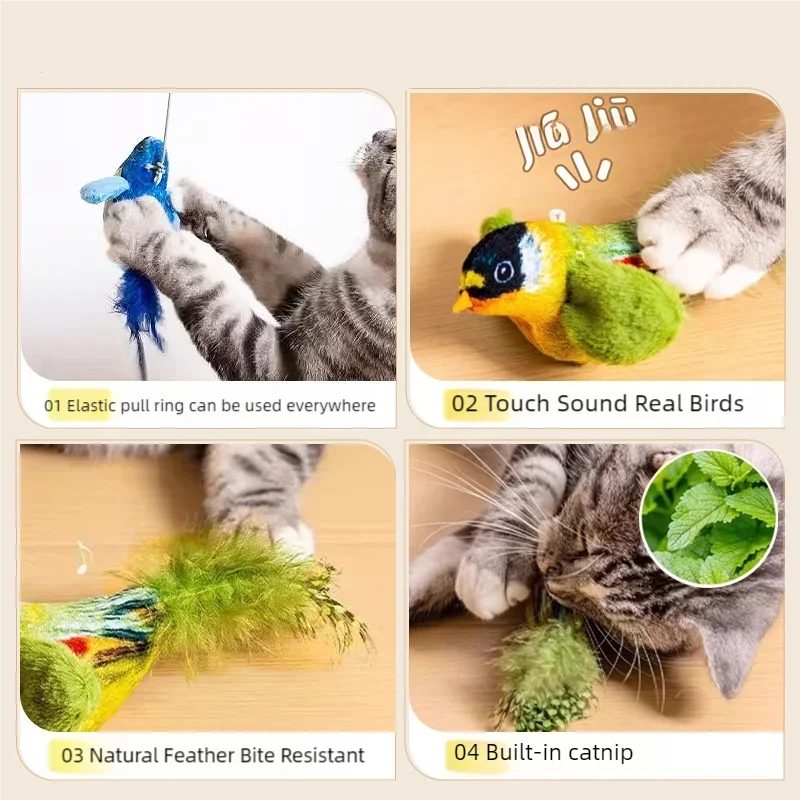 Brinquedo Interativo para Gatos Pássaro de Simulação com Som - Imagem 5