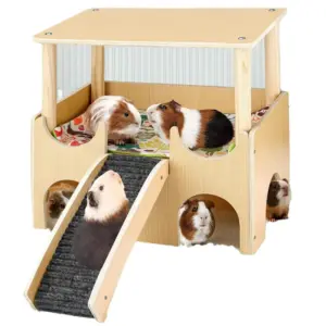casa de madeira para hamsters com escadas