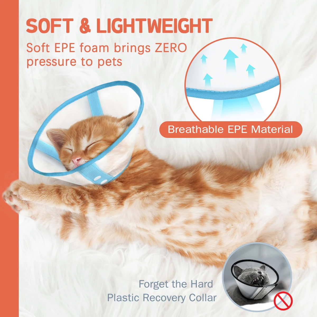 Colar Elizabetano para Cães e Gatos Macio Ajustável - Imagem 2