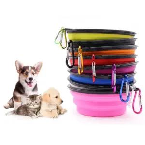 comedouro dobrável de silicone para cães