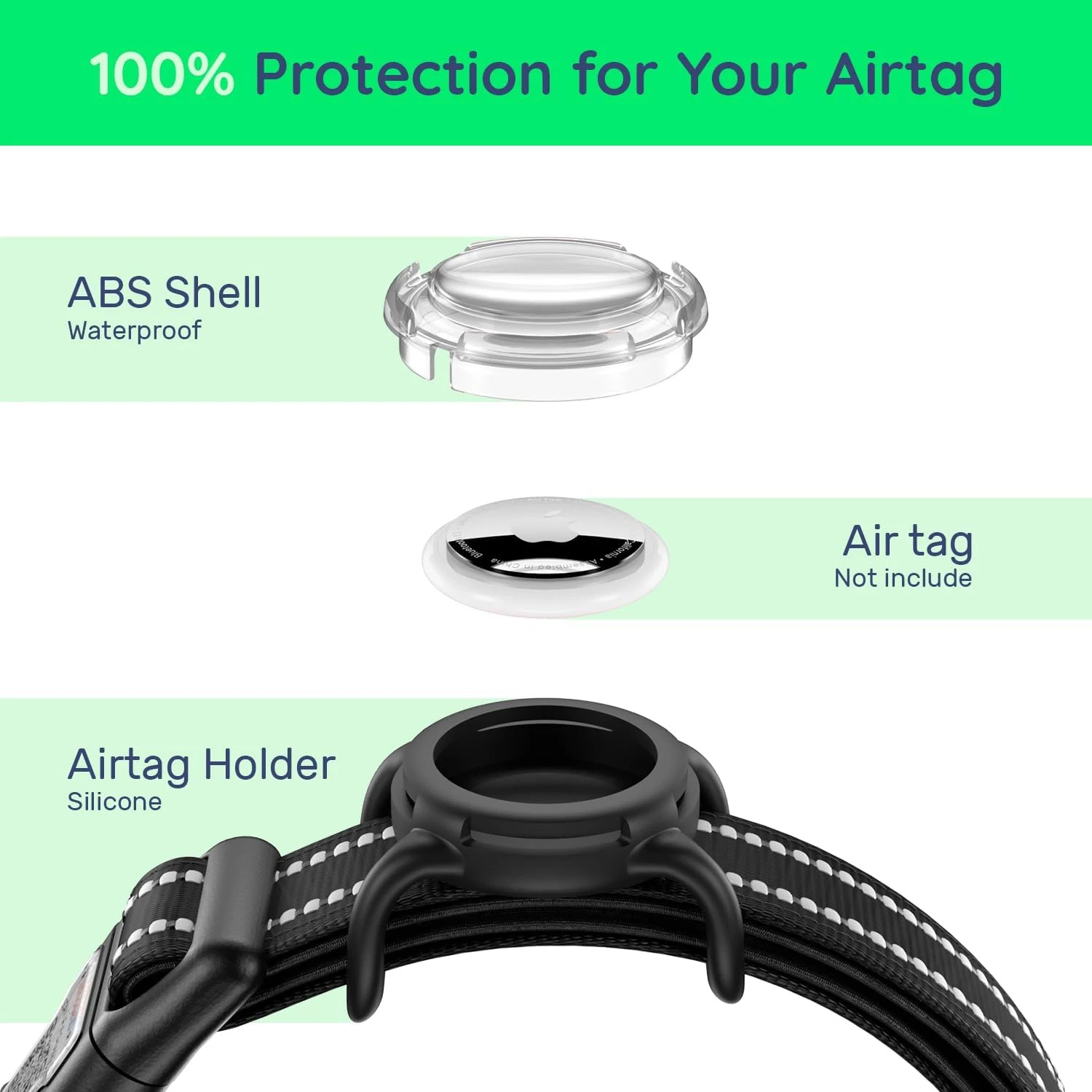 Coleira para Cães com Suporte AirTag e Faixa Refletiva - Imagem 2