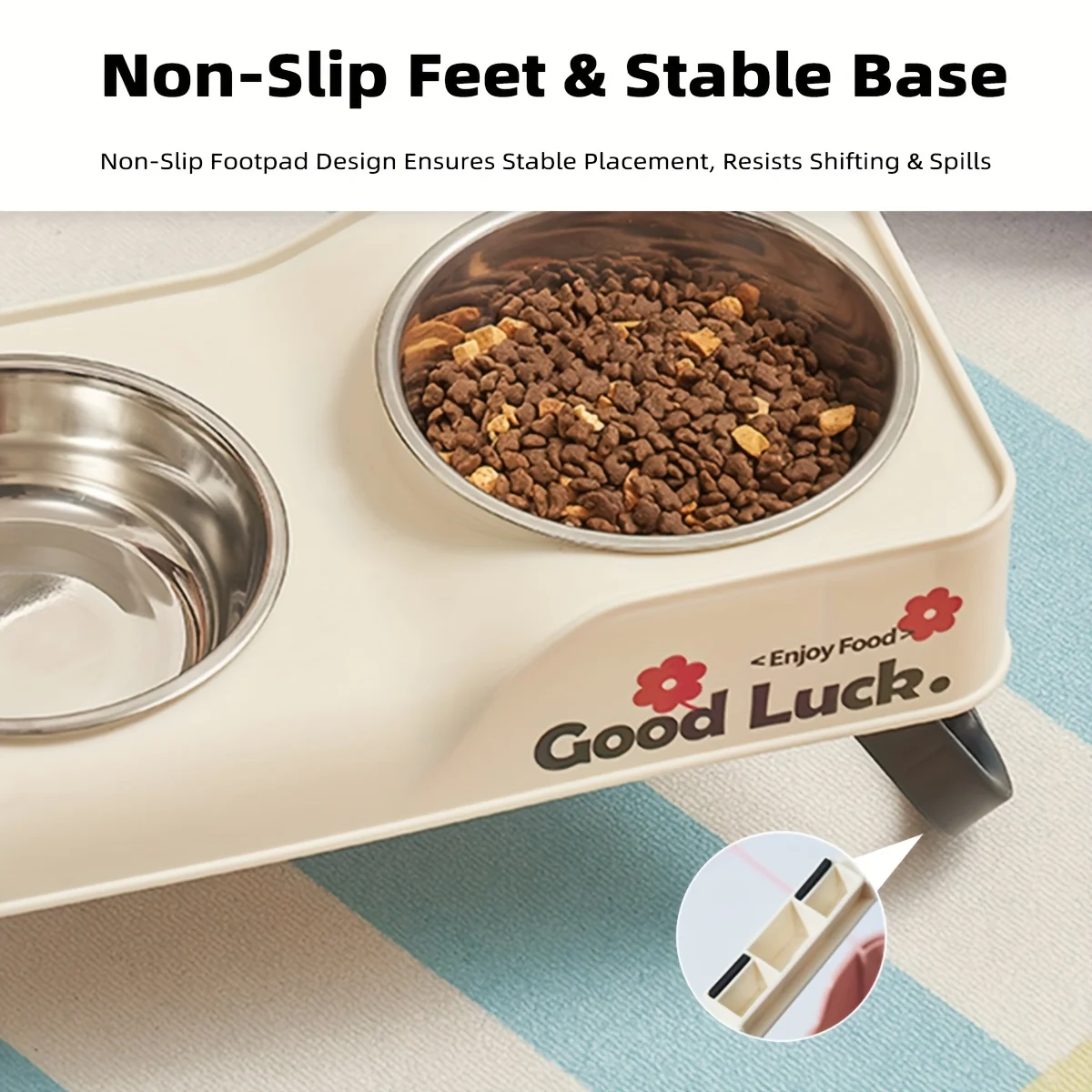 Tigela Dupla Elevada para Cães e Gatos Pequenos com Suporte Dobrável Antiderrapante - Image 5