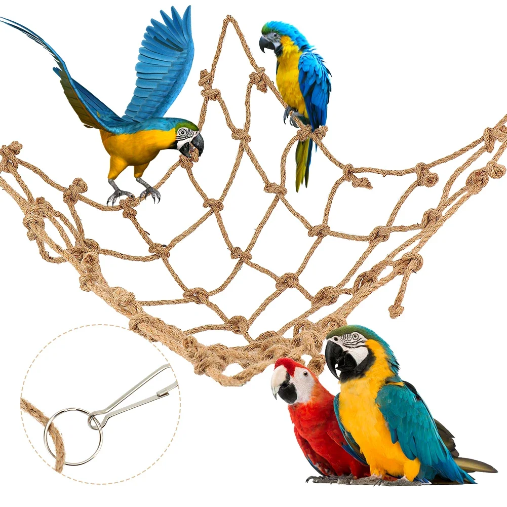 Rede de Escalar para Pássaros e Roedores de Linho 40x40cm com Ganchos - Imagem 2