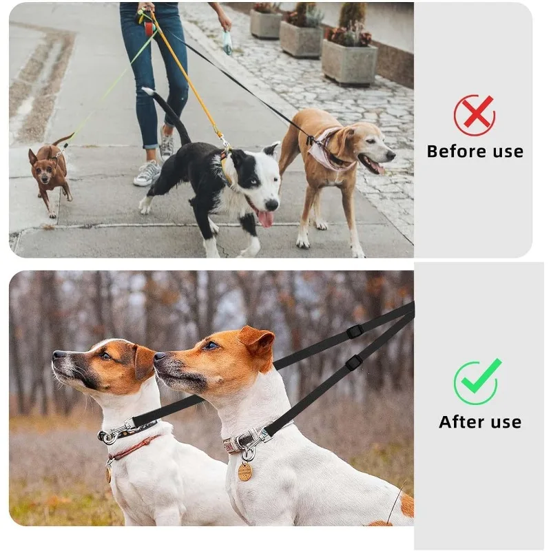 Coleira Dupla para Cães em Nylon Ajustável para Passeio com 2 Cães - Imagem 3