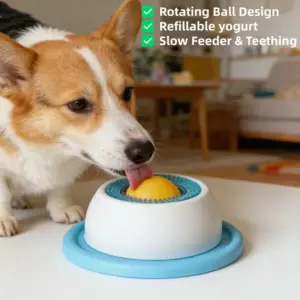 tapete de lamber para cães com bola rotativa
