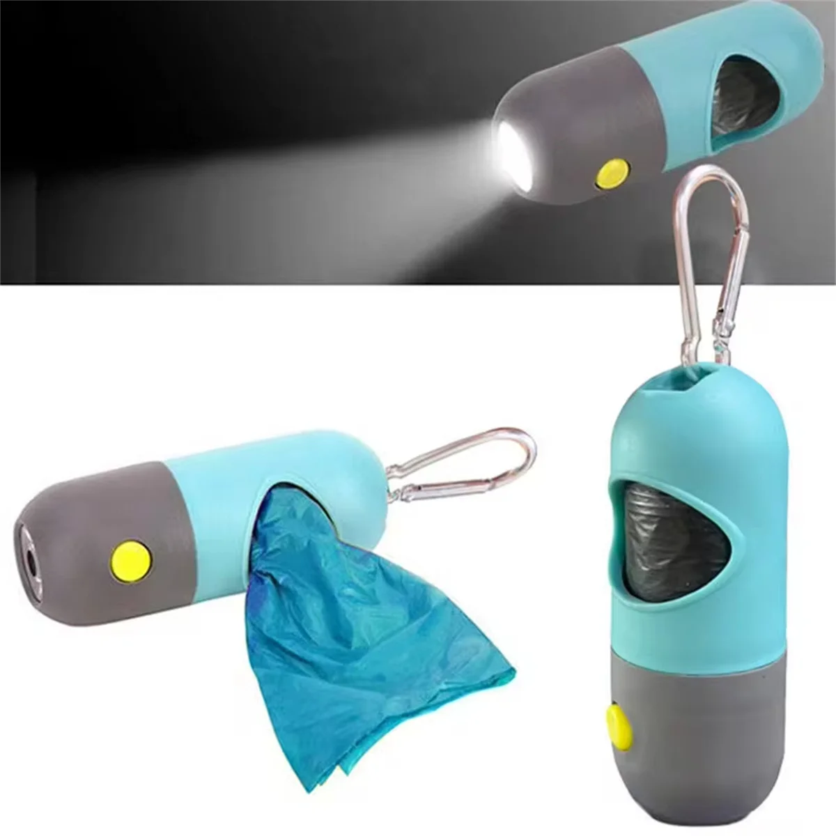 dispensador de sacos de cocô com led para cães e gatos