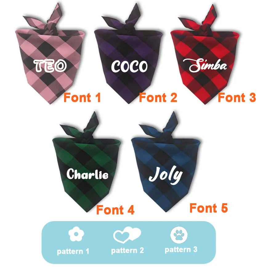 Bandana para Cães e Gatos de Tecido Xadrez com Identificação Personalizável - Image 3