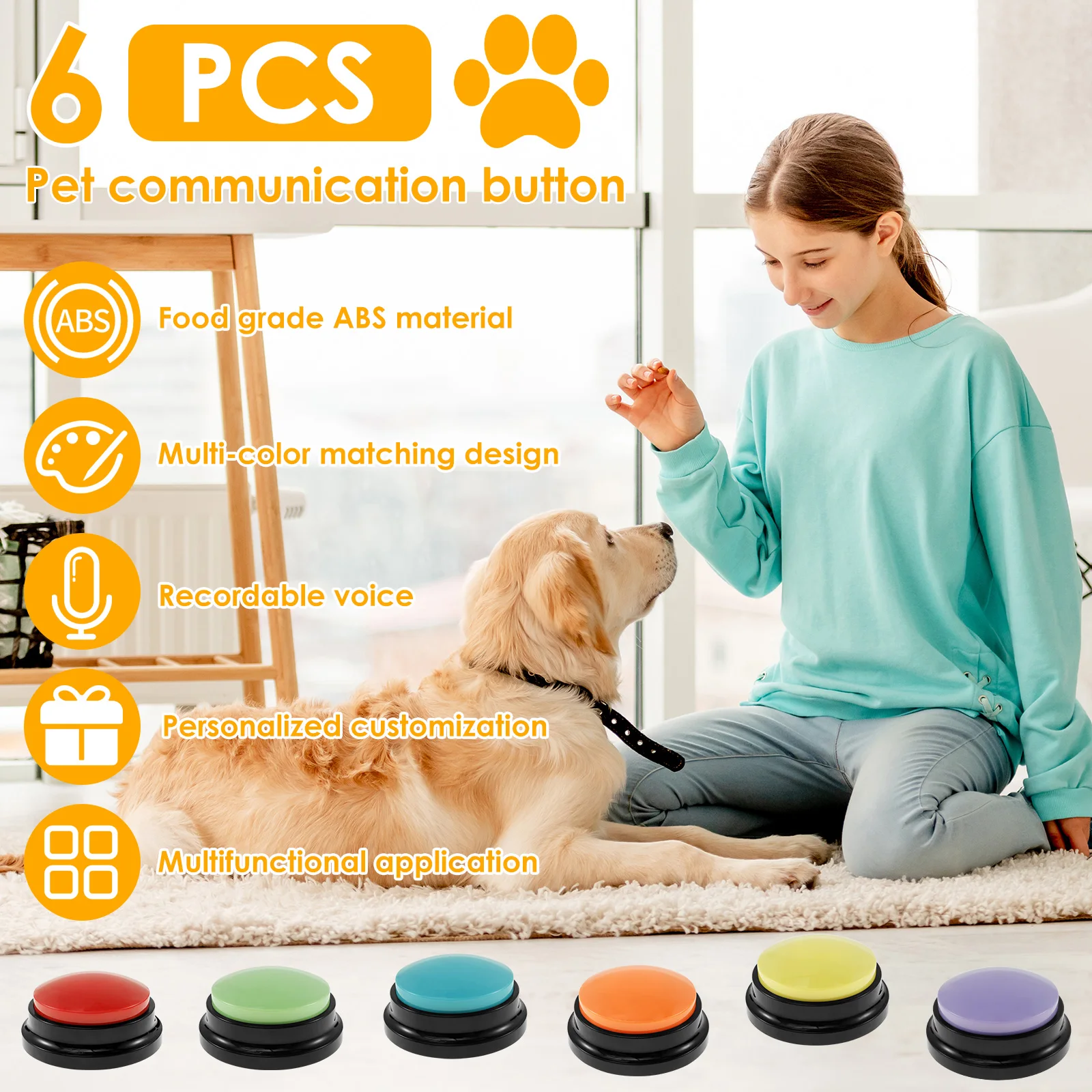 Botões de Comunicação para Cães com Gravação de Voz de 30 Segundos - Imagem 2