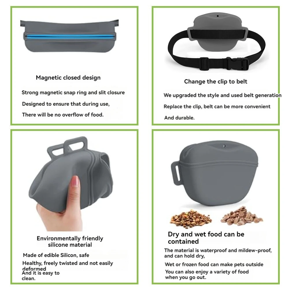 Bolsa de Silicone para Petiscos de Cães Portátil com Cinto - Imagem 4