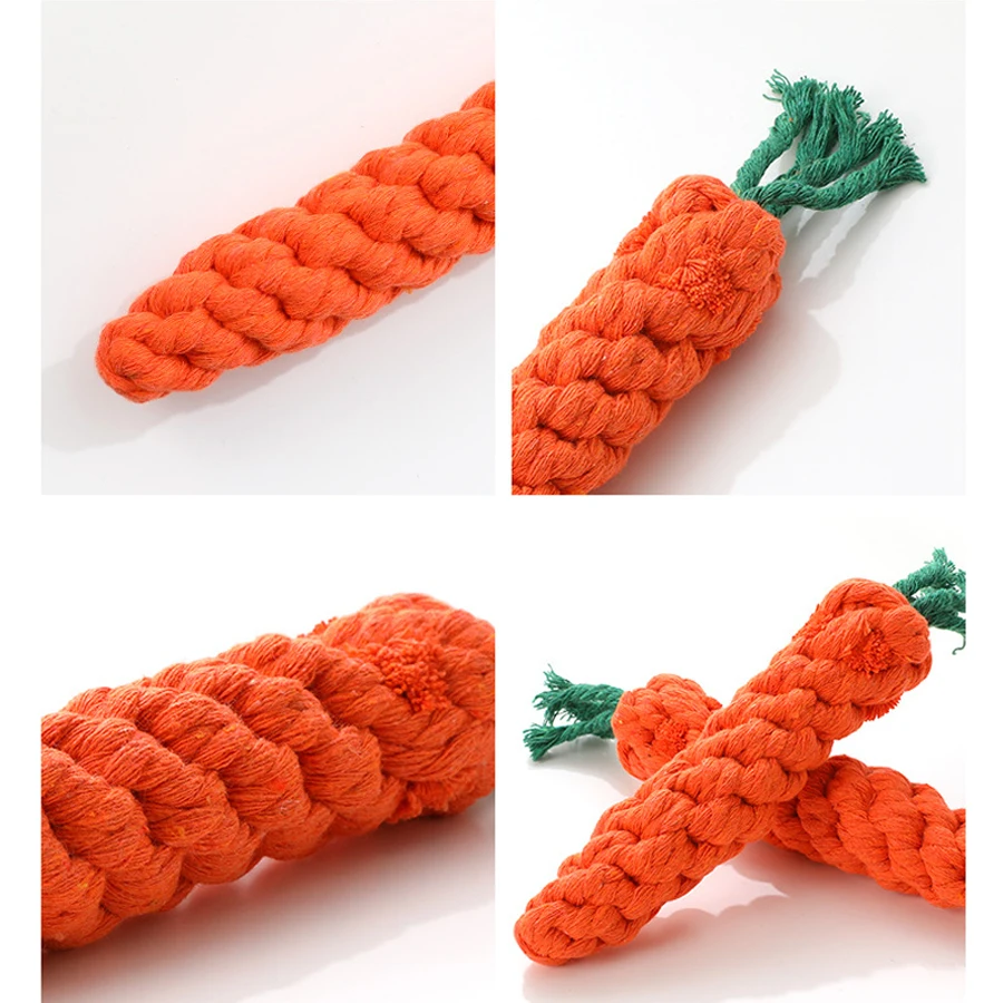 Brinquedo de Corda para Cães Pequenos Cenoura de Algodão 24 cm - Imagem 3