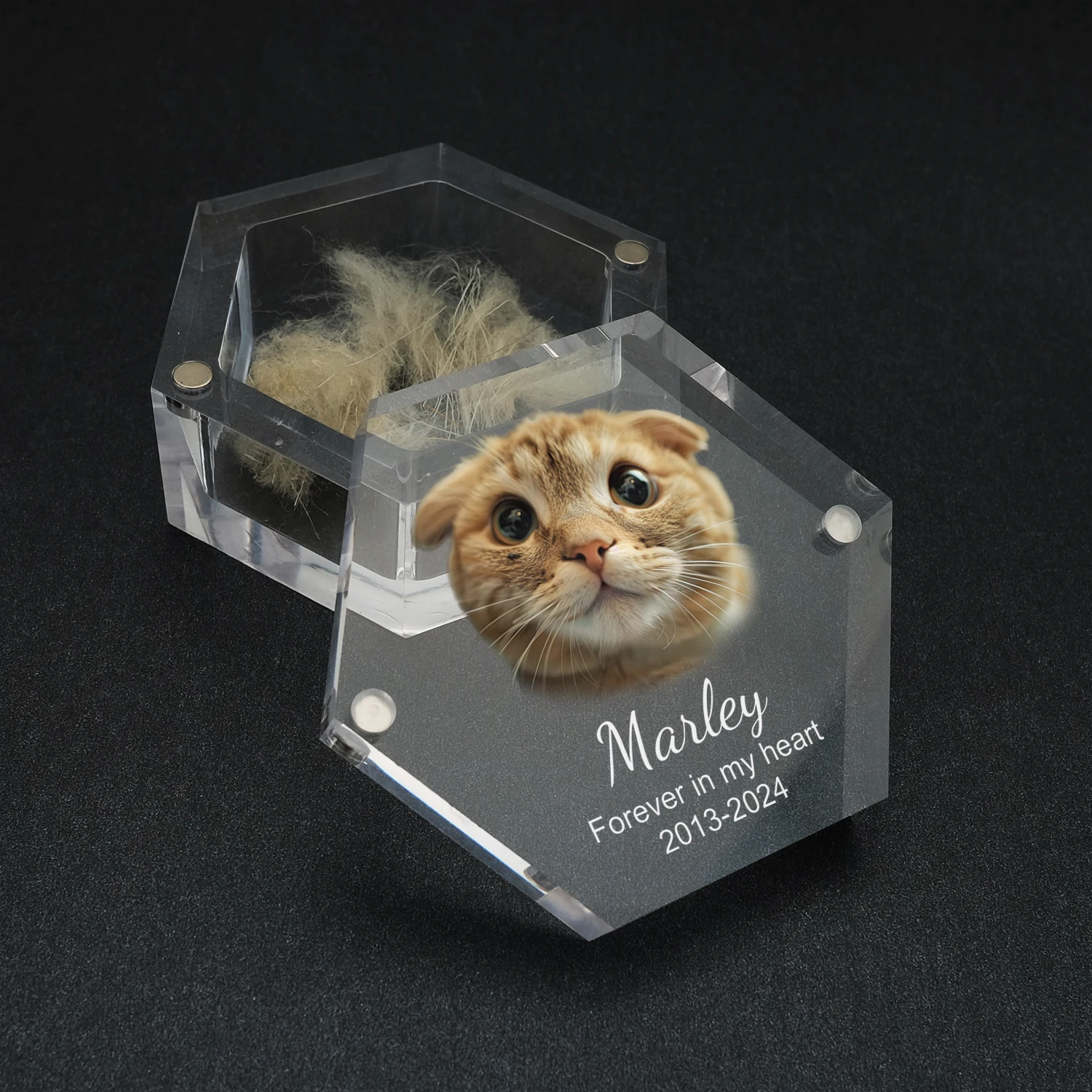 Caixa de Lembrança Hexagonal para Pets com Foto Personalizada 74mm - Image 5