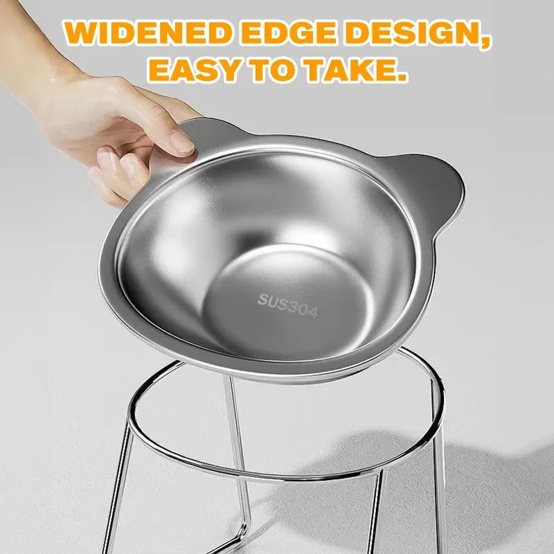 Tigela Inox para Cães e Gatos com Suporte Elevado Inclinado Antiderrapante - Imagem 2